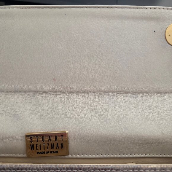 VTG Stuart Weitzman White Silver Embossed Leather Shoulder Bag Made in Spain - Picture 9 of 9